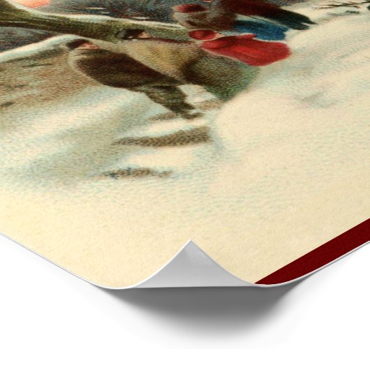 夜明けミサでのヴィンテージクリスマス教会のパリショナー ポスター (角)