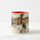 夜明けミサでのヴィンテージクリスマス教会のパリショナー マグカップ (中央)