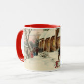 夜明けミサでのヴィンテージクリスマス教会のパリショナー マグカップ (正面左)