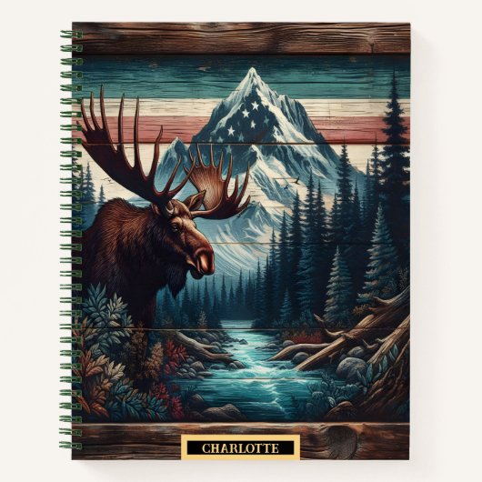 夜明け威厳のあるに穏やかな渓流に流れ込む ノートブック (正面)