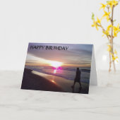 夜明け日没への誕生日の願い カード (黄色い花)