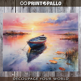 夜明け時の無人帆船の水色 薄葉紙