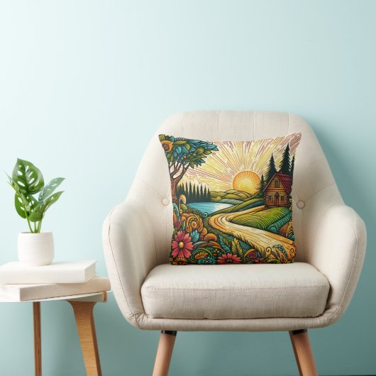 夜明け鮮やかの田舎で居心地の良い客室 クッション (椅子)