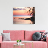 夜明け16x20の湖に木々がある湖の地平線 キャンバスプリント (インサイチュ (リビング))