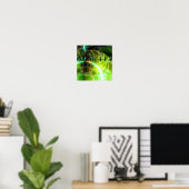 夜明け – ライムと金ゴールド出現 ポスター (ホームオフィス)