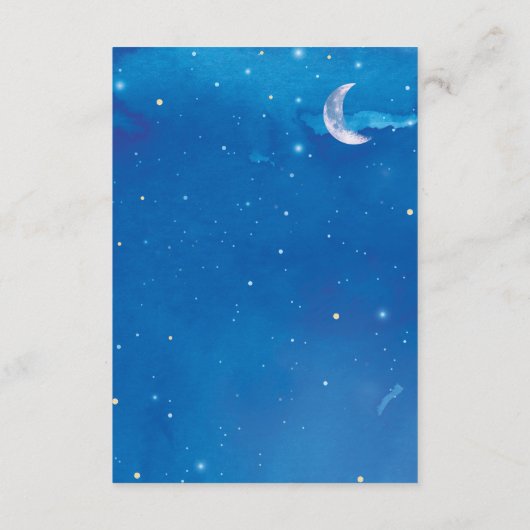 夜星が熱気球の本をベビー エンクロージャーカード (裏面)