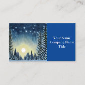 夜星の下の月に照らされた常緑雪景色 名刺 (正面)