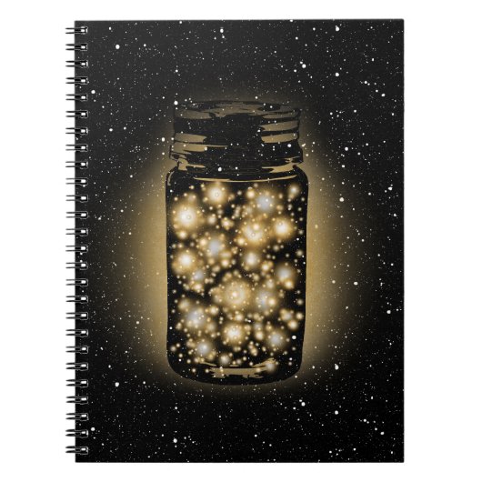 夜星を持つホタルの白熱［赤熱］光を放つな瓶 ノートブック (正面)
