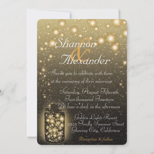 夜星を持つホタルの白熱［赤熱］光を放つな瓶 招待状 (正面)