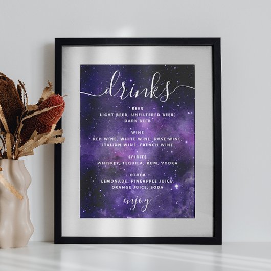 夜星。パープル結婚宇宙ドリンクバー ポスター