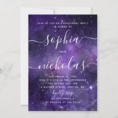 夜星。紫の宇宙スクリプト婚約パーティ 招待状 (正面)