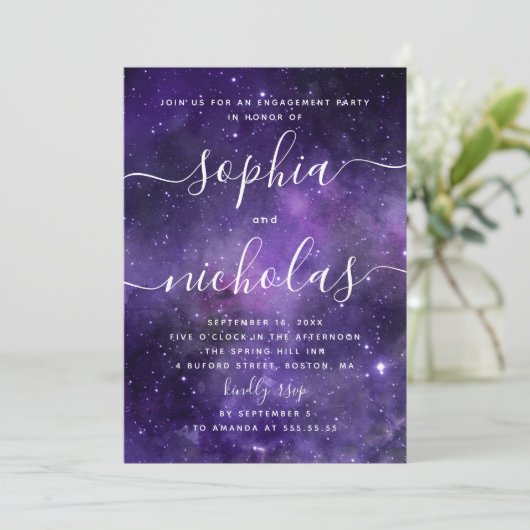 夜星。紫の宇宙スクリプト婚約パーティ 招待状 (スタンド正面)