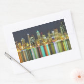 夜景のシアトルのスカイライン 長方形シール (封筒)