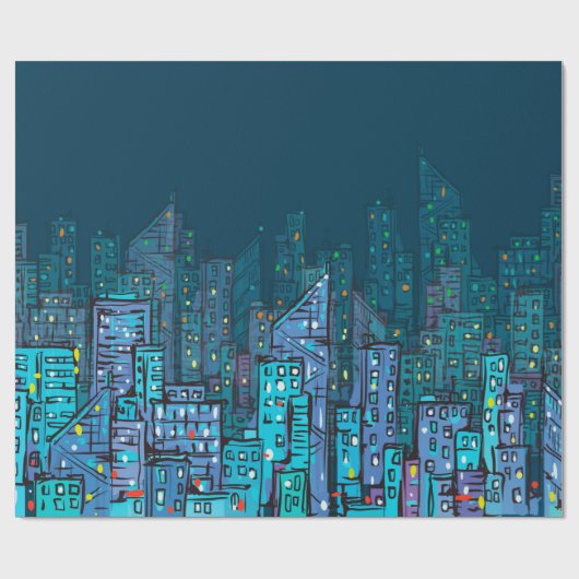 夜景の背景。手描きの挿絵 ラッピングペーパー (フラット)
