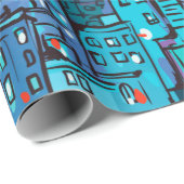 夜景の背景。手描きの挿絵 ラッピングペーパー (ロールコーナー)