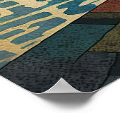 夜景を眺めるキュビズムの猫 ポスター (角)