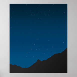 夜景ポスター – 山の上の星空 ポスター