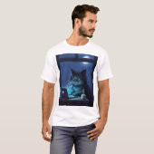 夜更かしのピクセル猫 - 午前2時の不眠症ビブス Tシャツ (正面フル)