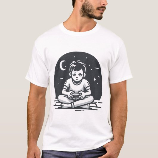 夜更かしゲーマー・ナイトモード Tシャツ (正面)