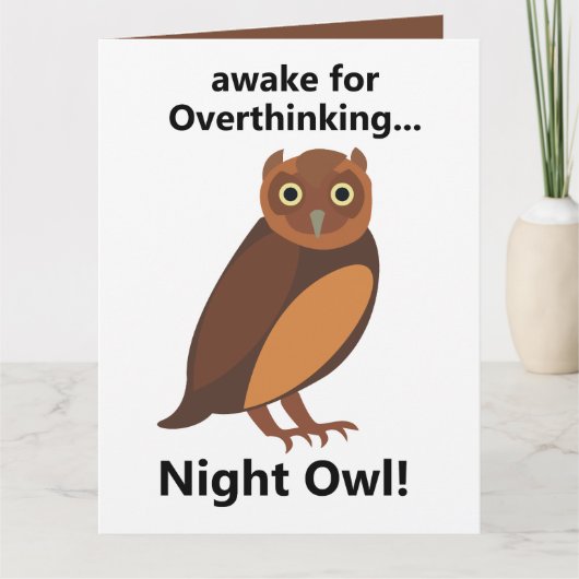夜更かしフクロウの過剰思考が面白い カード (正面)