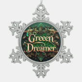 「夜更けの夢を追いかける」 スノーフレークピューターオーナメント (正面)