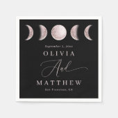 夜月 | ブラックエレガント結婚カクテル スタンダードカクテルナプキン (正面)