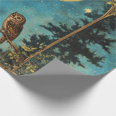 夜梟の満月と星空の夜 ラッピングペーパー (角)