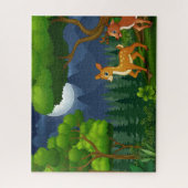 夜森の中のムーンツリーシカ一家 ジグソーパズル (縦)