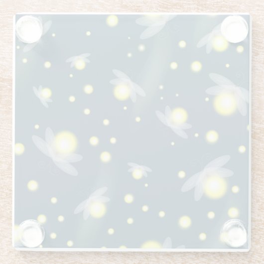 夜模様白熱［赤熱］光を放つのホタル ガラスコースター (裏面)