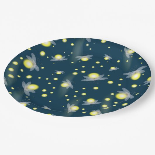 夜模様白熱［赤熱］光を放つのホタル ペーパープレート (アングル)