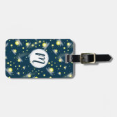 夜模様白熱［赤熱］光を放つのホタル ラゲッジタグ (正面横)