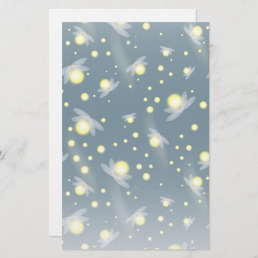 夜模様白熱［赤熱］光を放つのホタル 便箋 (正面/裏面)