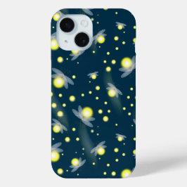 夜模様白熱［赤熱］光を放つのホタル iPhone 15ケース