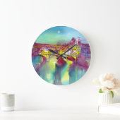 夜水彩画によるPONTE VECCHIOフィレンツェ ラージ壁時計 (ホーム)