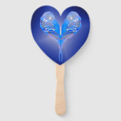 夜淡い色のの青でハート状の青い鳥 ハンドファン (正面)