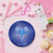 夜淡い色の青の青い鳥 ペーパープレート (パーティー)