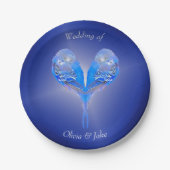 夜淡い色の青の青い鳥 ペーパープレート (正面)