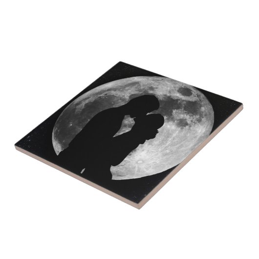 夜満月の恋人たちのシルエット タイル (側面)