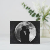 夜満月の恋人たちのシルエット ポストカード (スタンド正面)