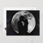 夜満月の恋人たちのシルエット ポストカード (正面/裏面)