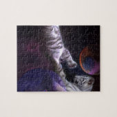 夜演劇の白のトラ ジグソーパズル (横)