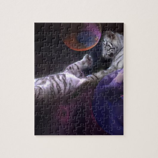 夜演劇の白のトラ ジグソーパズル (縦)
