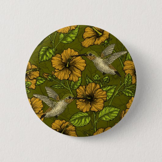 夜熱帯庭園の黄色と緑 缶バッジ (正面)