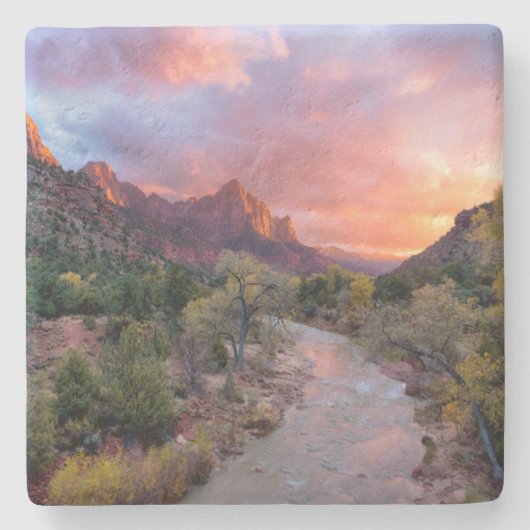 夜番の夕日 ストーンコースター (正面)