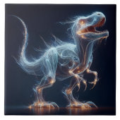 夜白熱［赤熱］光を放つの神秘的な環境の恐竜 タイル (正面)