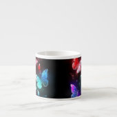 夜白熱［赤熱］光を放つの蝶3匹 エスプレッソカップ (正面)