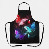 夜白熱［赤熱］光を放つの蝶3匹 エプロン (正面)