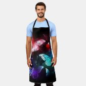 夜白熱［赤熱］光を放つの蝶3匹 エプロン (着用した状態)