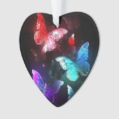 夜白熱［赤熱］光を放つの蝶3匹 オーナメント (正面)