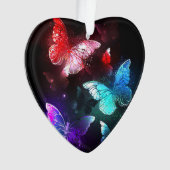 夜白熱［赤熱］光を放つの蝶3匹 オーナメント (正面)